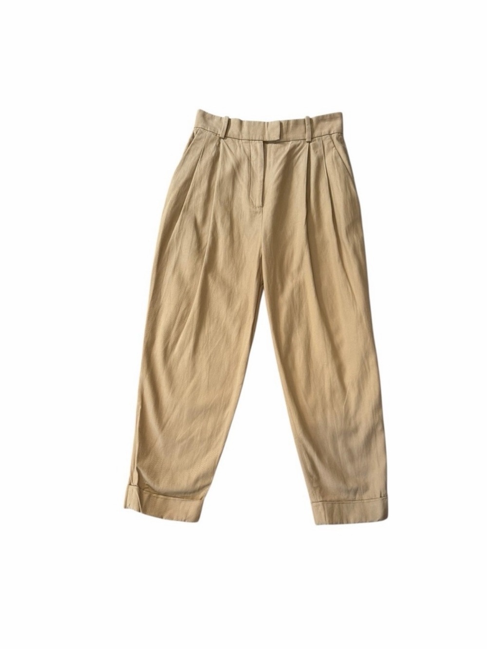 COS Beige Pleated Tapered Trousers
